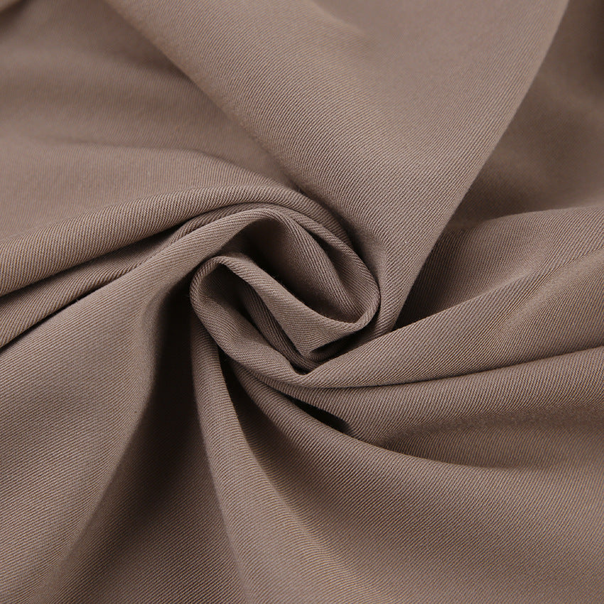 Pleated Wide Leg Trousers With Contrast Waist - Brown - 8