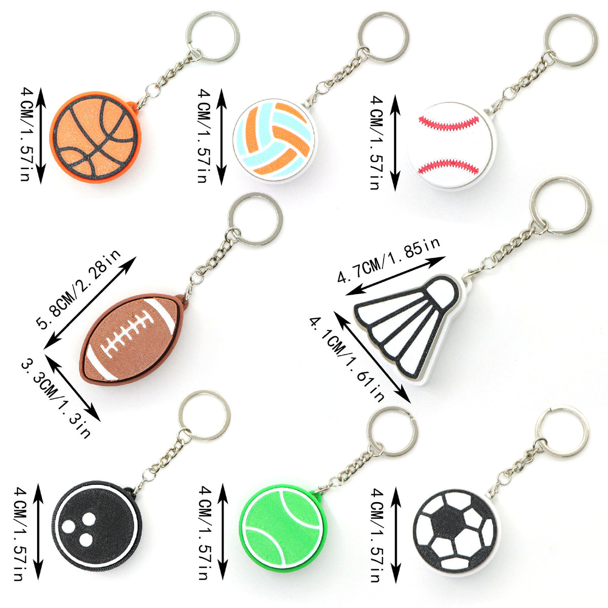 Athletic Ball Pendant Charm for Bags and Keys - view 2