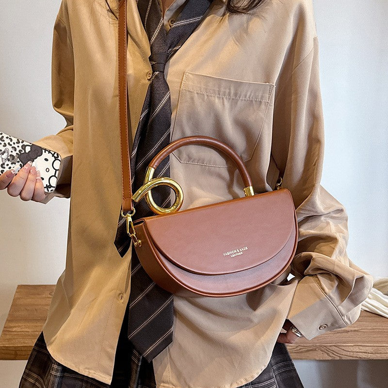 Half Moon Top Handle Bag with Sculpted Loop