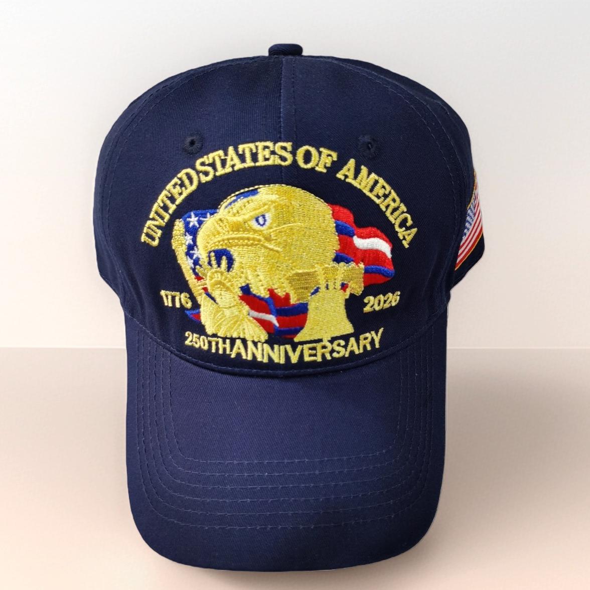 Washed Cotton Eagle Embroidered Baseball Cap - DBlue