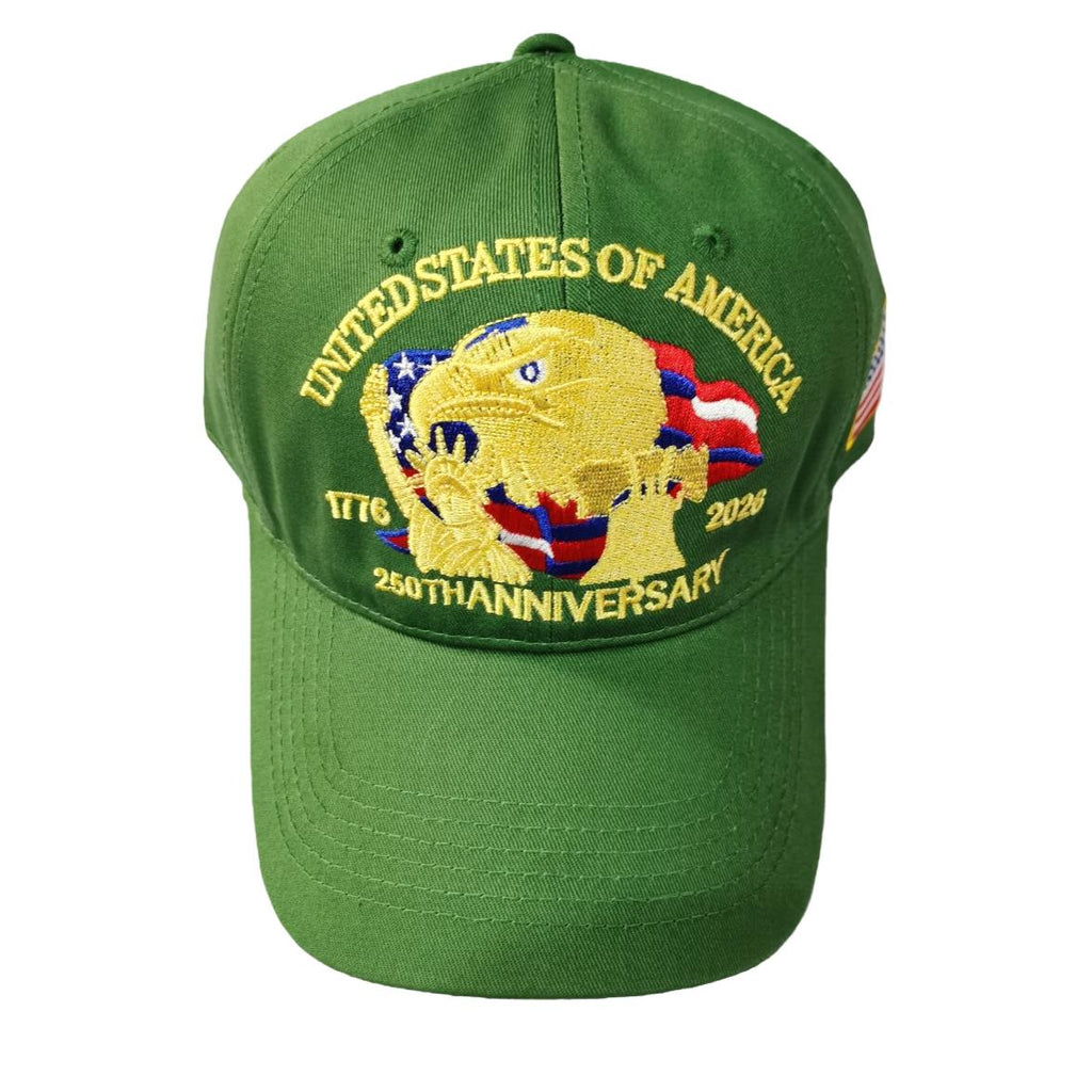 Washed Cotton Eagle Embroidered Baseball Cap - Green