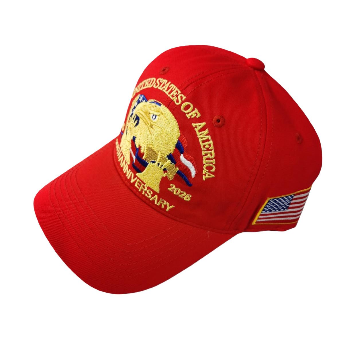 Washed Cotton Eagle Embroidered Baseball Cap - Red