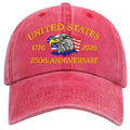 Washed Cotton Eagle Embroidered Baseball Cap - Rose_Red
