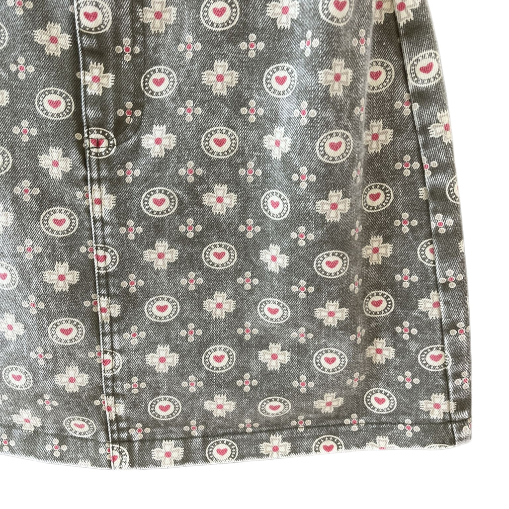 Medallion Floral Print Denim Mini Skirt - Green - 2