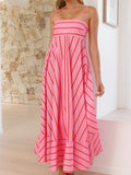 Chevron Stripe Maxi Sundress With Straps - Pink