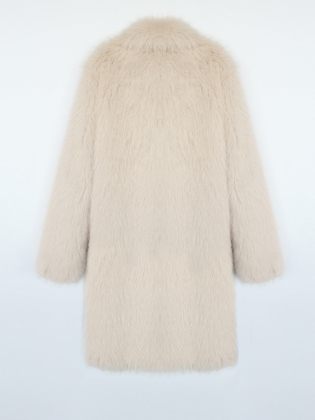 Longline Faux Fur Notch Lapel Coat - apricot - 1