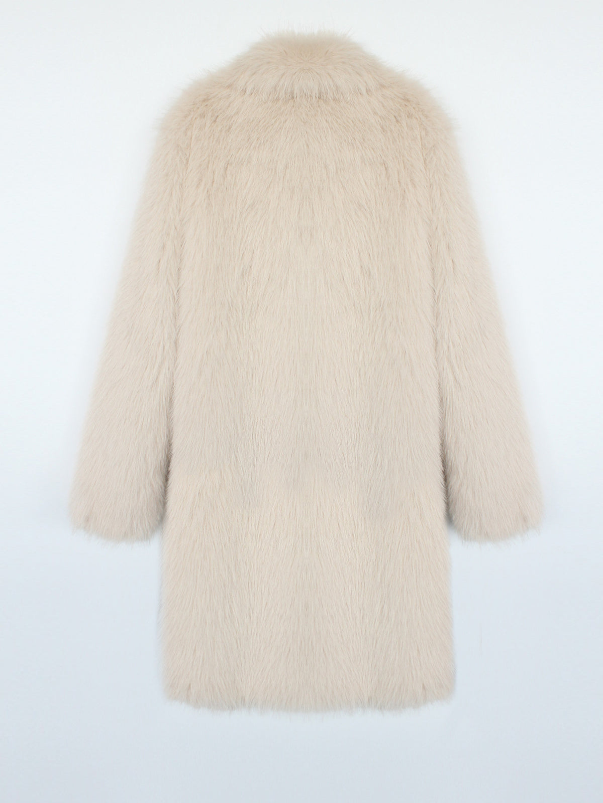 Longline Faux Fur Notch Lapel Coat - apricot - 1