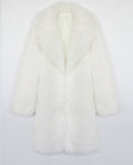 Longline Faux Fur Notch Lapel Coat - white