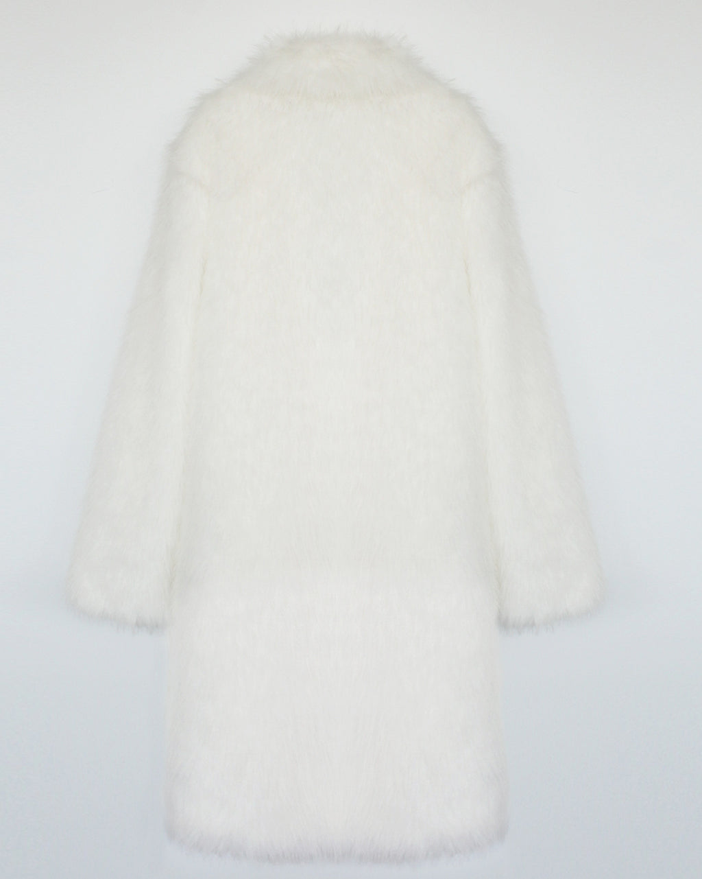 Longline Faux Fur Notch Lapel Coat - white - 1