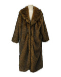 Longline Faux Fur Notch Lapel Coat - yellow