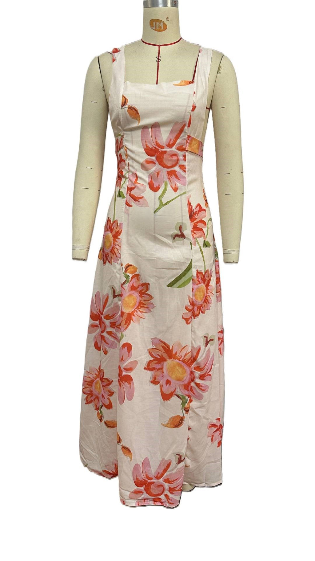 Floral Tie Back Square Neck Maxi Dress - Floral - 1