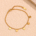 Dangling Round Disc Charm Chain Bracelet - Gold