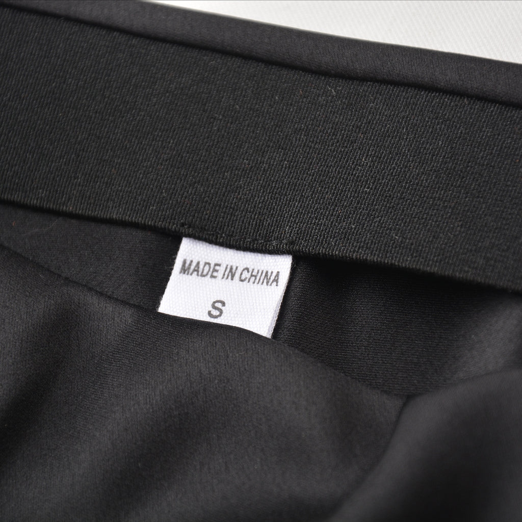 High Slit Lace Trim Satin Maxi Skirt - Black - 6
