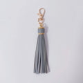 Minimalist Solid Leather Tassel Bag Charm Keyring - view 5