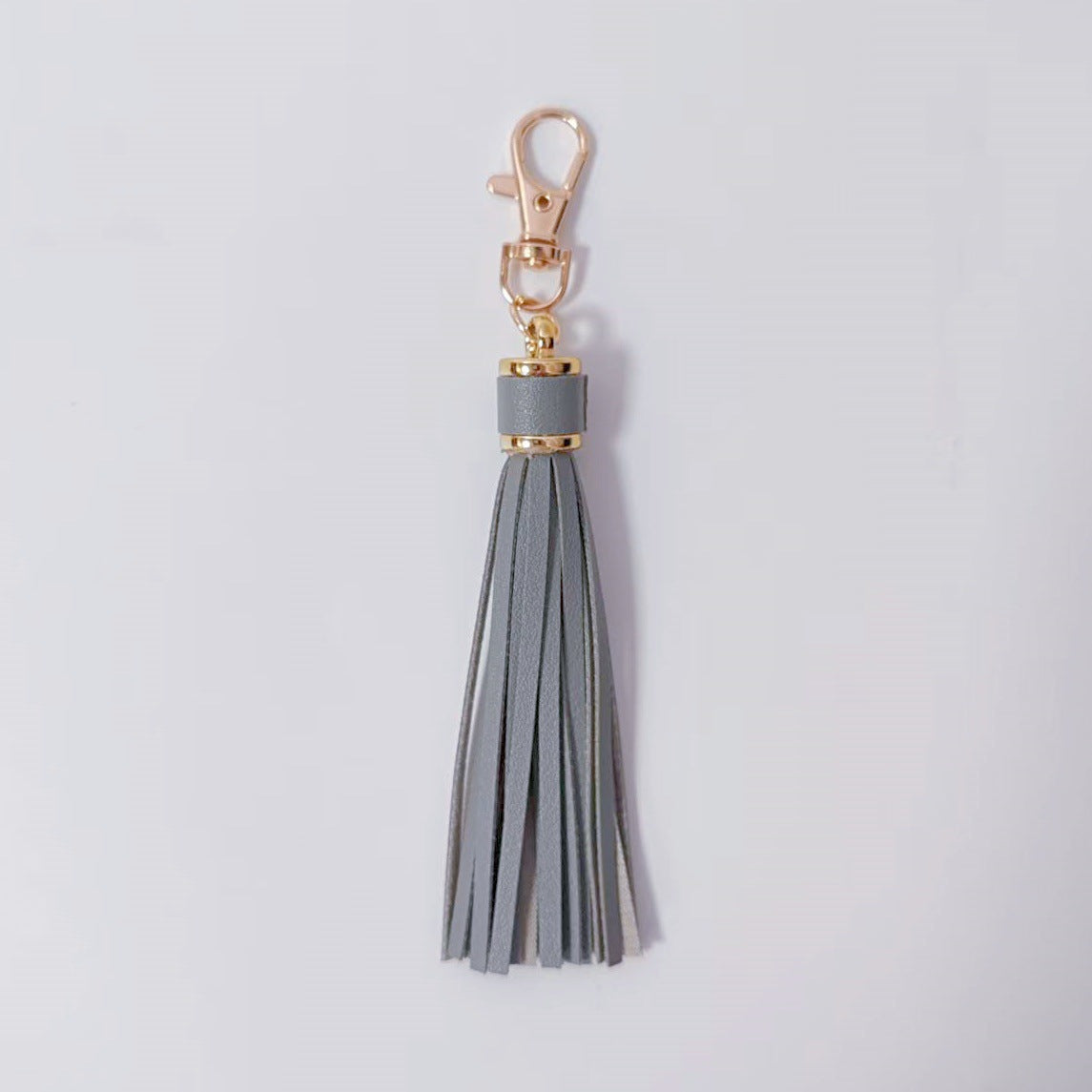 Minimalist Solid Leather Tassel Bag Charm Keyring - view 5