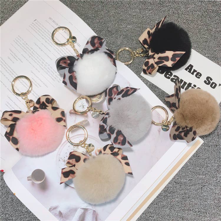 Plush Pom Pom Bow Bag Charm