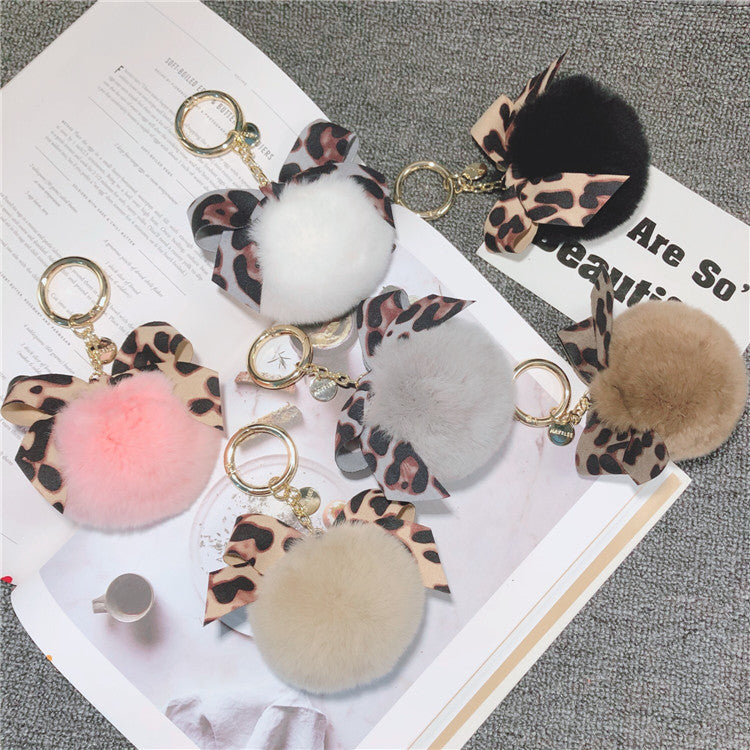Plush Pom Pom Bow Bag Charm - view 1