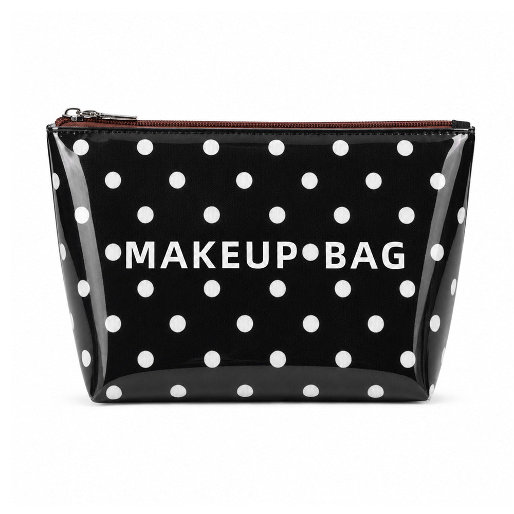 Waterproof Zip Makeup Pouch With Wide Base - Black