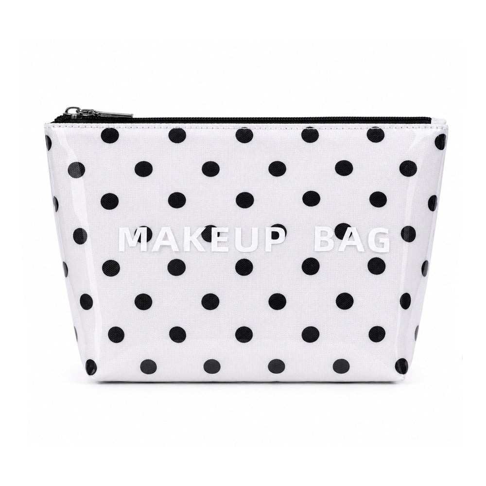 Waterproof Zip Makeup Pouch With Wide Base - White