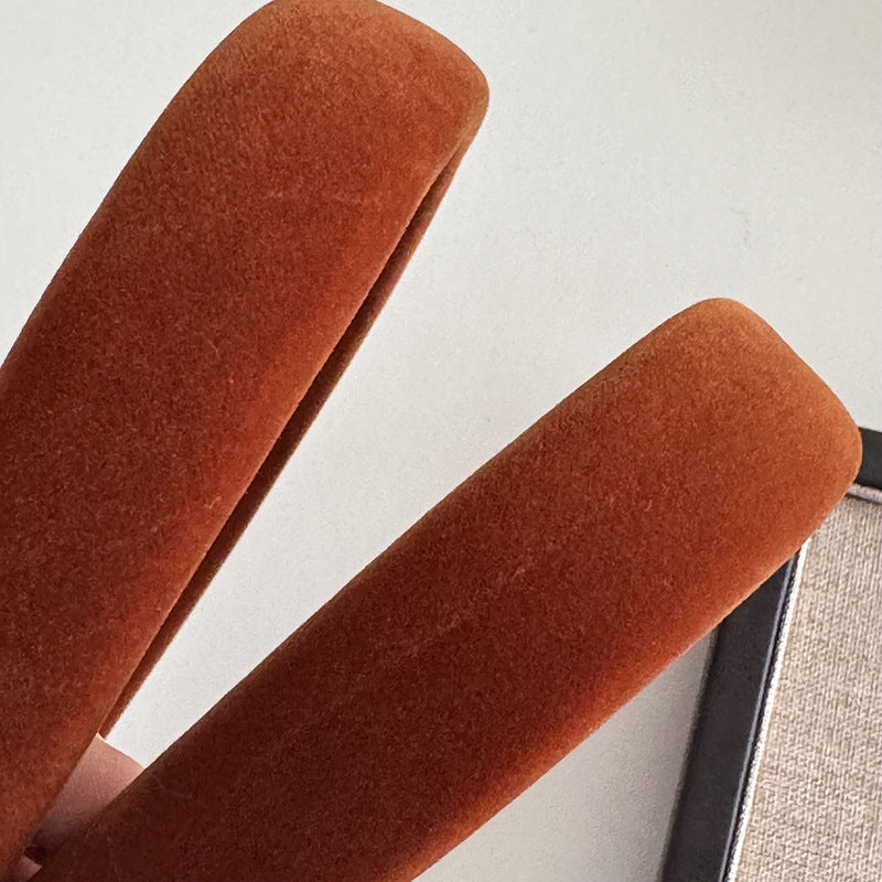 Wide Padded Velvet Hair Band - Caramel - 2