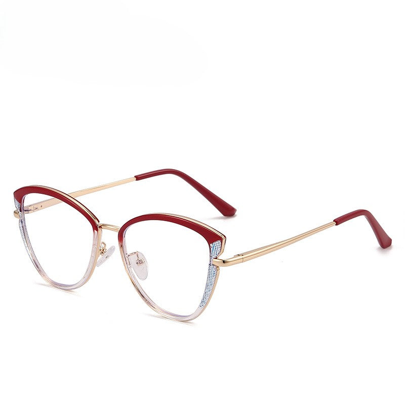 Two Tone Cat Eye Metal Frames - Red_1