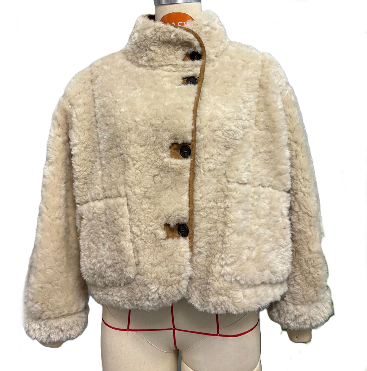 Reversible Faux Shearling Suede Cropped Jacket - White