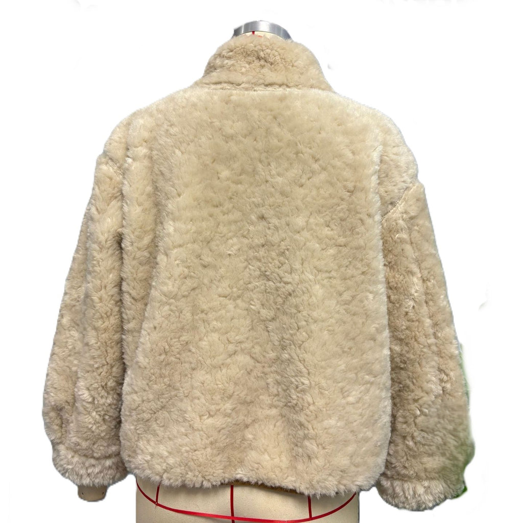 Reversible Faux Shearling Suede Cropped Jacket - White - 1