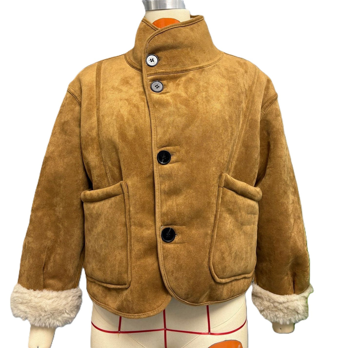 Reversible Faux Shearling Suede Cropped Jacket - White - 2