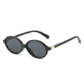 Slim Oval Small-Frame Sunglasses - Black