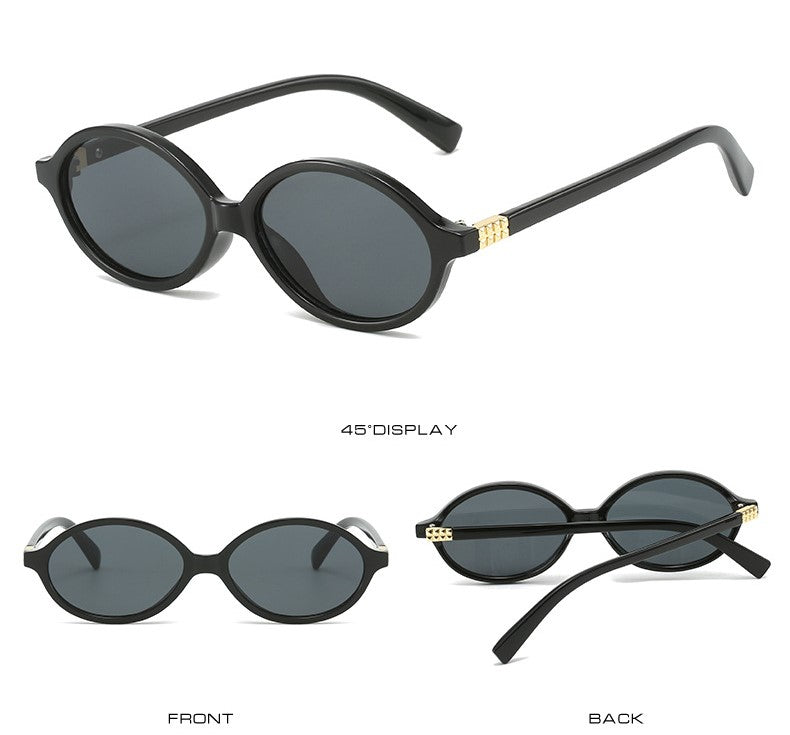 Slim Oval Small-Frame Sunglasses - Black - 2