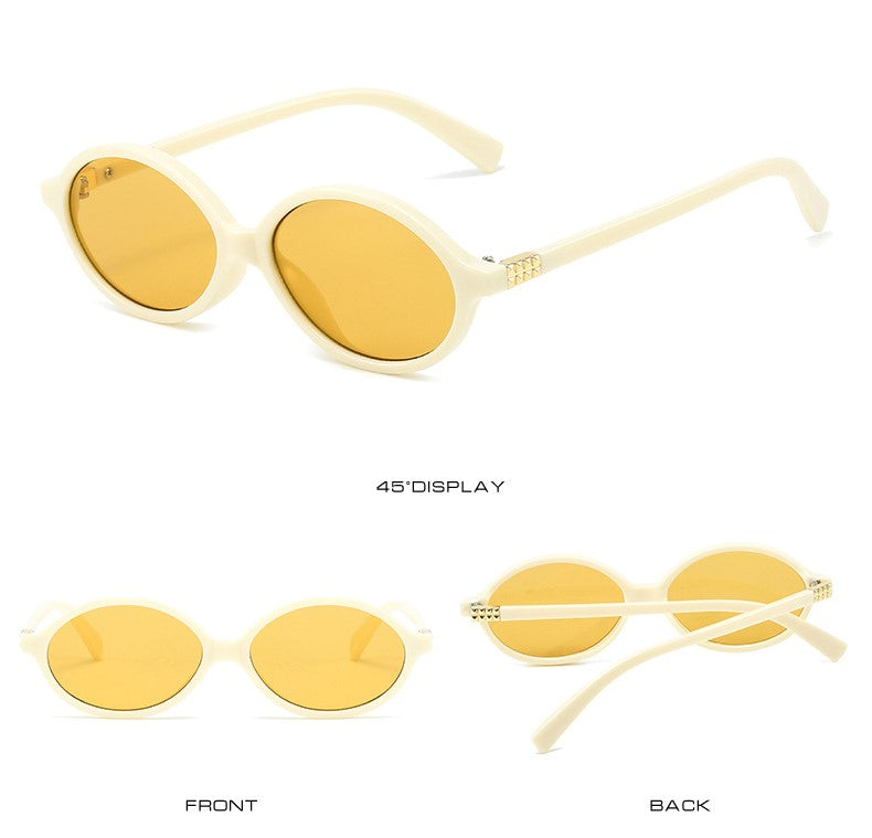 Slim Oval Small-Frame Sunglasses - Orange - 2