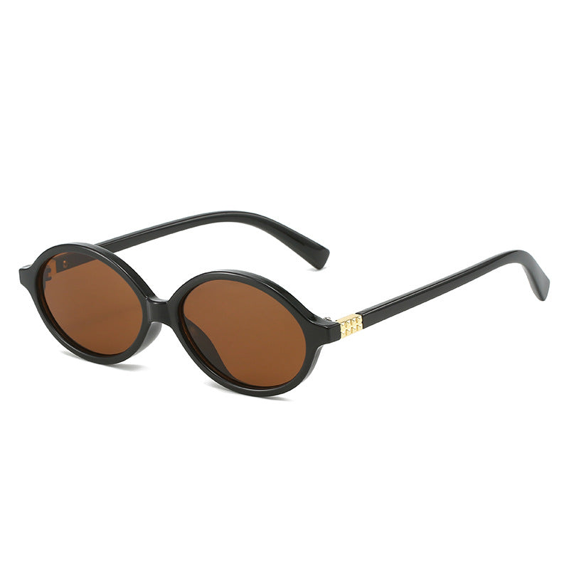 Slim Oval Small-Frame Sunglasses - Tea