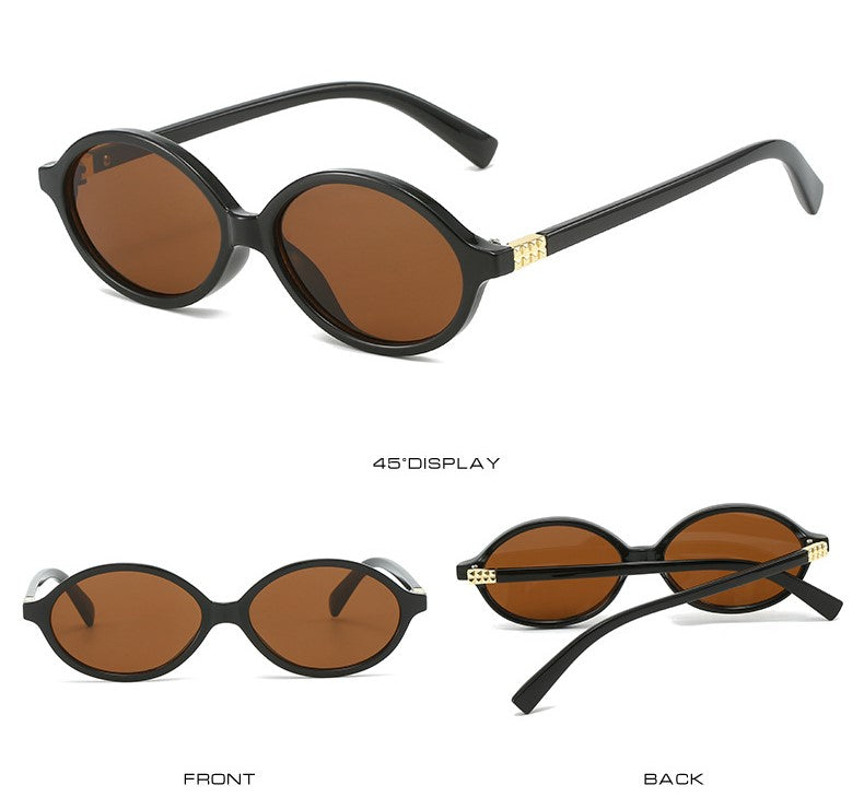 Slim Oval Small-Frame Sunglasses - Tea - 2