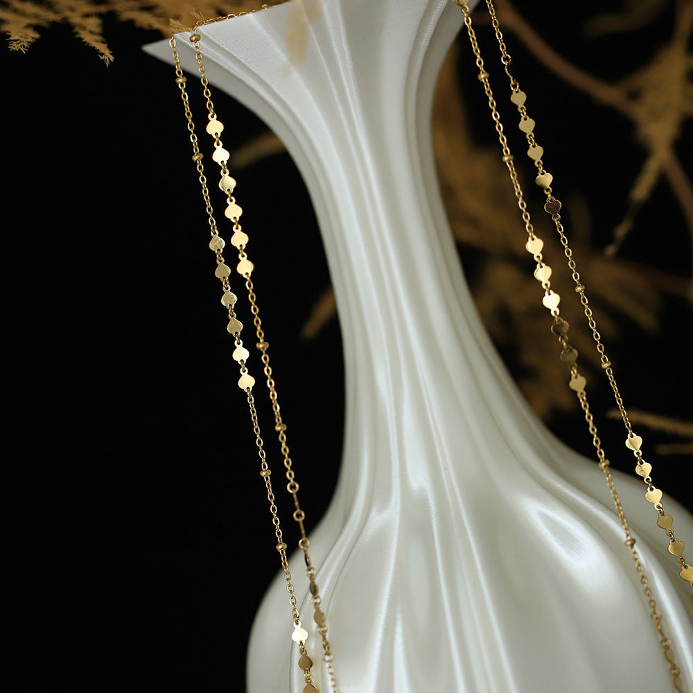 Layered Sequin Disc Chain Choker - Gold - 6