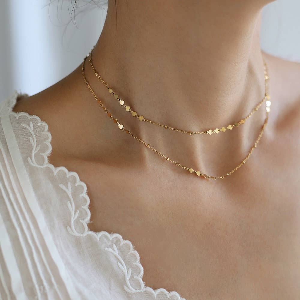 Layered Sequin Disc Chain Choker