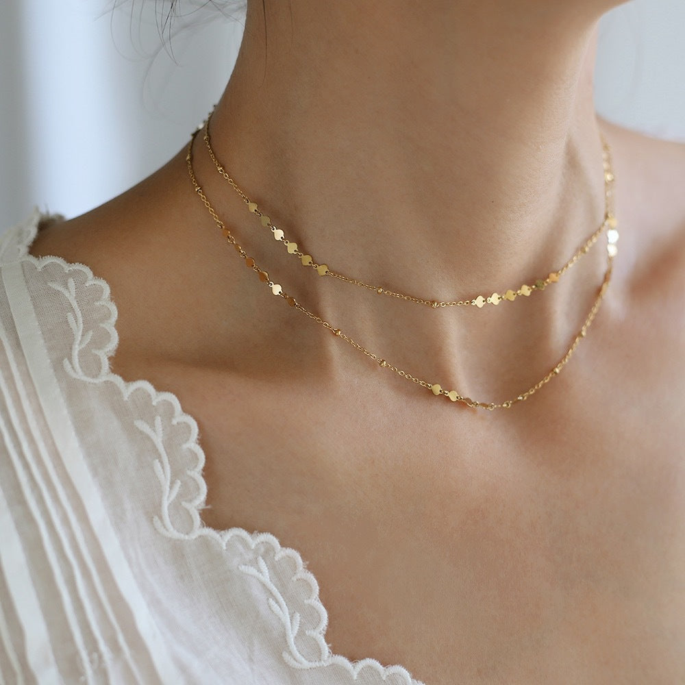 Layered Sequin Disc Chain Choker - view 1