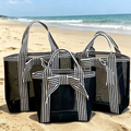 Sheer Mesh Beach Tote With Bow Trim - Black