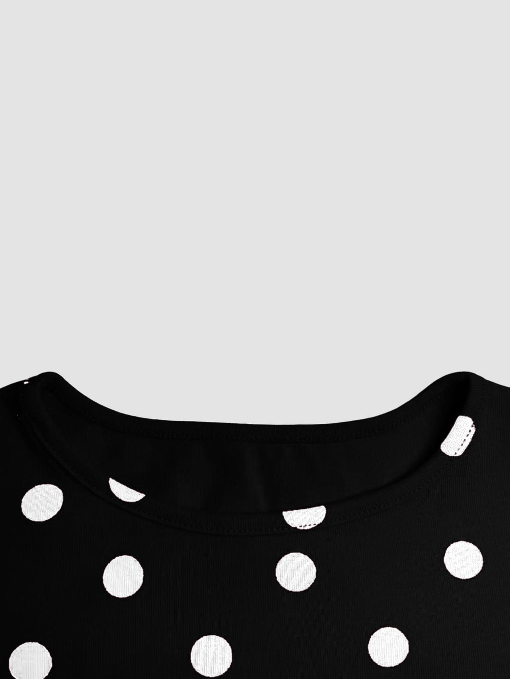 Polka Dot Long Sleeve Fitted Tee - Black - 4