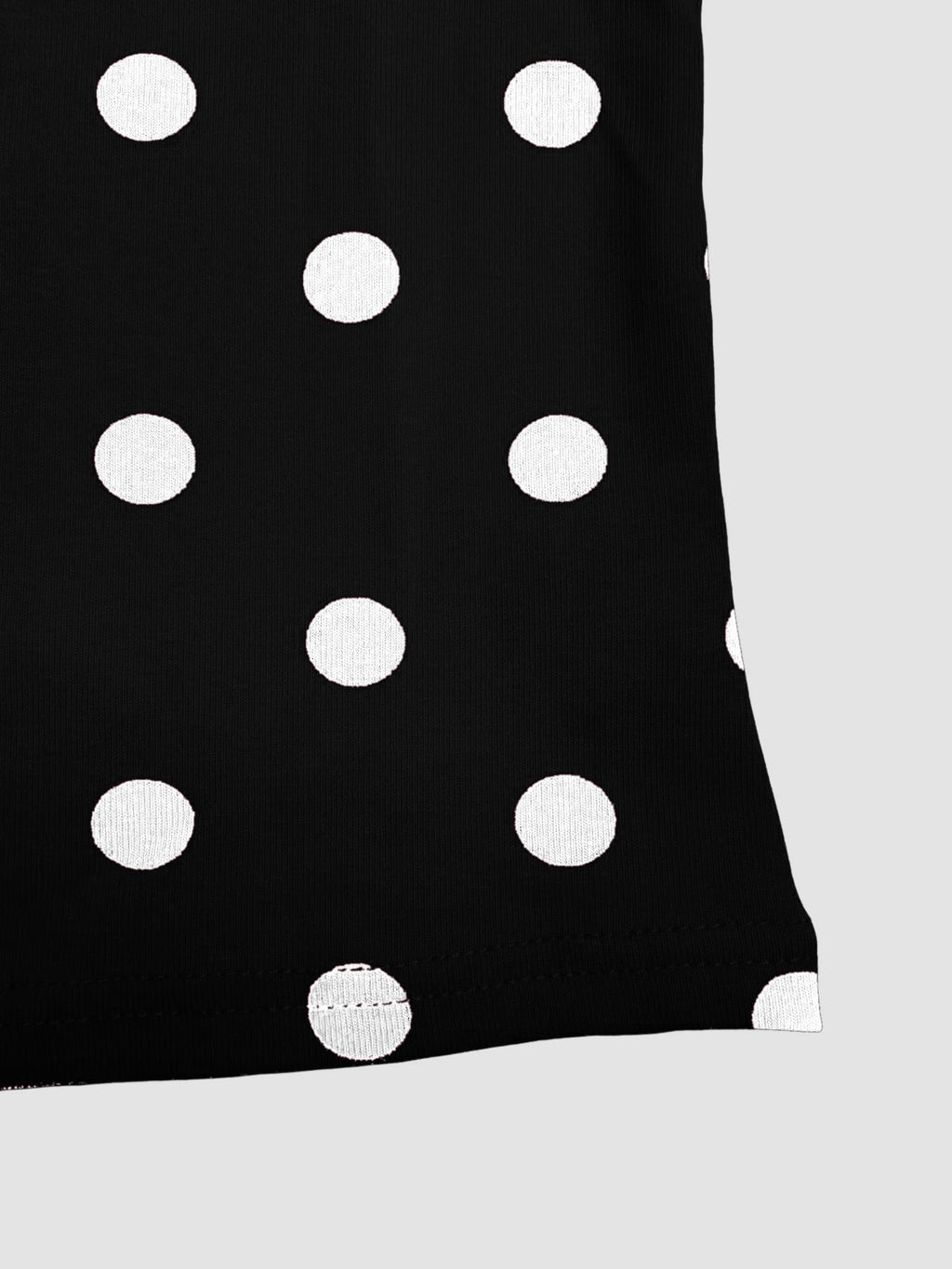 Polka Dot Long Sleeve Fitted Tee - Black - 6
