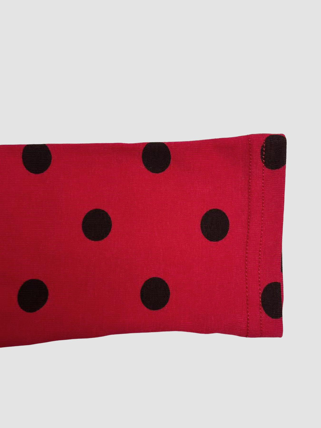 Polka Dot Long Sleeve Fitted Tee - Red - 5