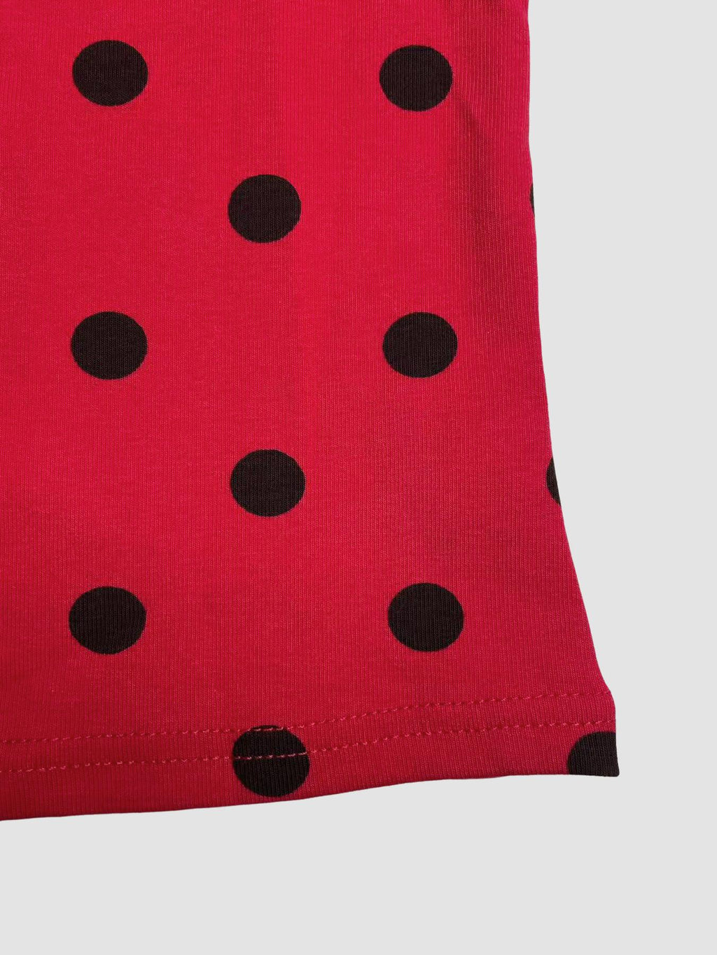 Polka Dot Long Sleeve Fitted Tee - Red - 6