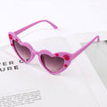 Kids Heart Shaped Flower Cat Eye Sunglasses - RoseRed
