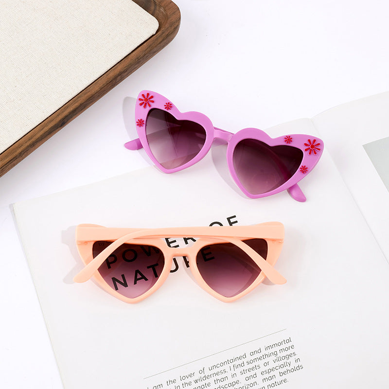 Kids Heart Shaped Flower Cat Eye Sunglasses - view 2