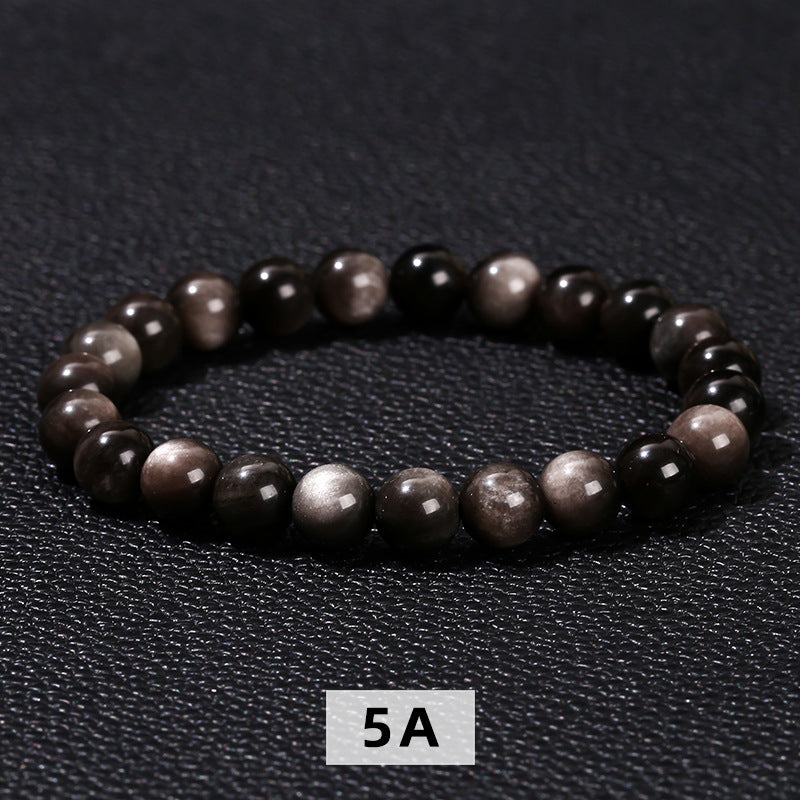 Sheen Obsidian Round Bead Bracelet - 5A
