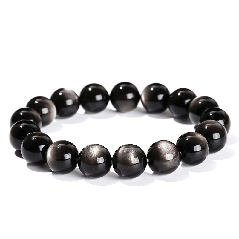 Sheen Obsidian Round Bead Bracelet
