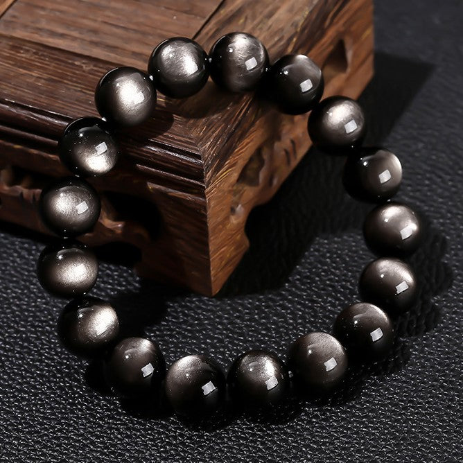 Sheen Obsidian Round Bead Bracelet - view 4