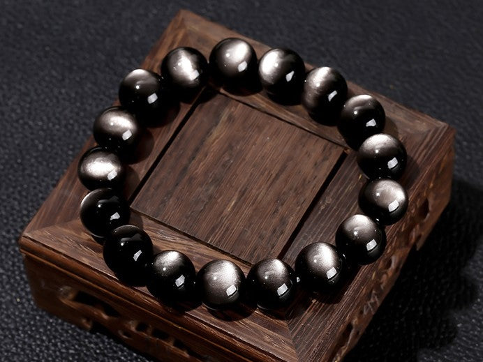 Sheen Obsidian Round Bead Bracelet - view 8