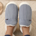 Cozy Corduroy Plush Lined House Slippers - Gray