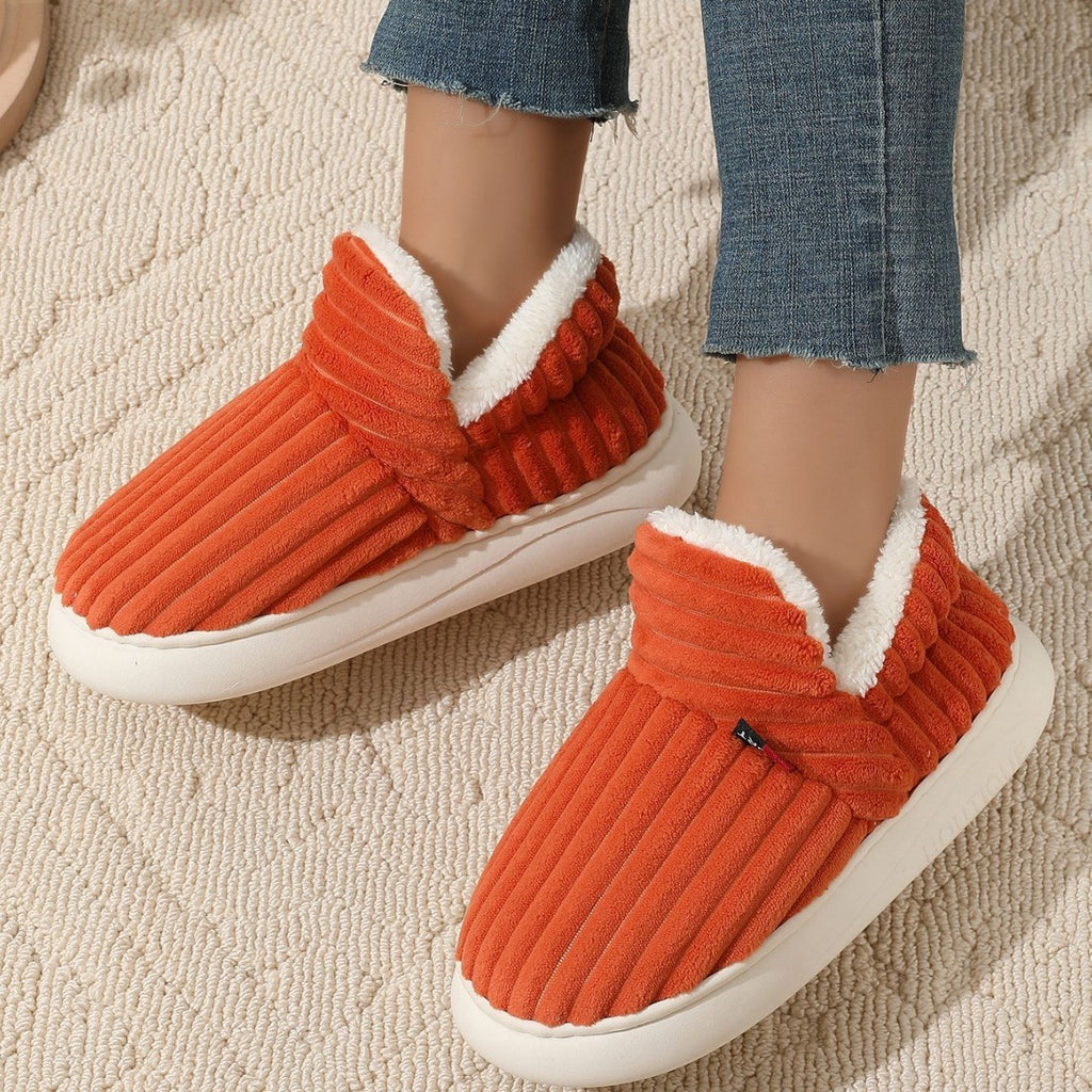 Cozy Corduroy Plush Lined House Slippers