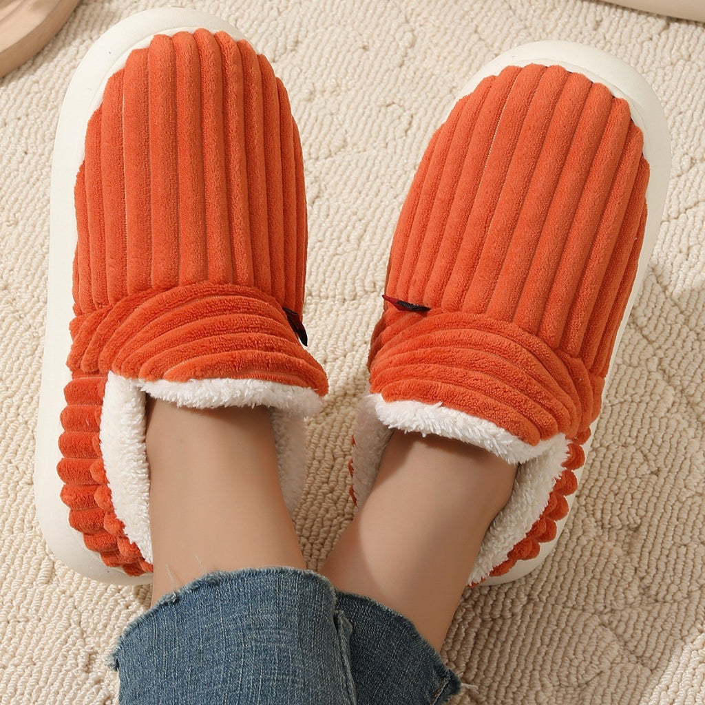 Cozy Corduroy Plush Lined House Slippers